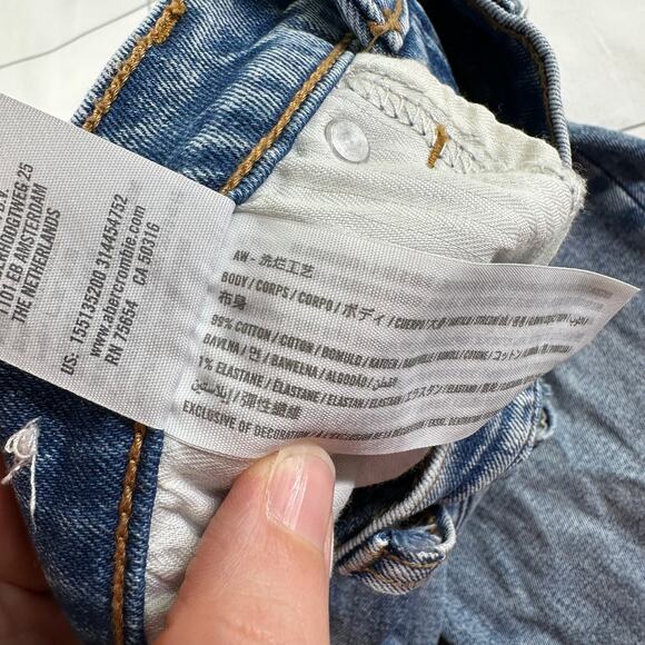 Abercrombie & Fitch Jeans Womens 28 Blue Ankle Straight Knee Patch Ultra High - Picture 4 of 11